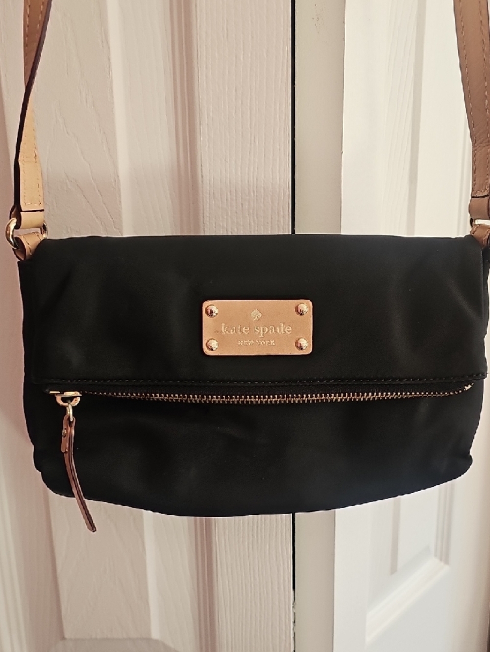 kate spade Black Crossbody Bag with Tan Strap and Gold Hardware - Picture 4 of 7